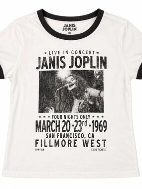 Janis Joplin "Fillmore West" Ringer Tee – Women's XS –  Licensed Band Tee